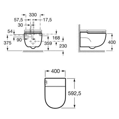 Meridian N Wall Hung Toilet with Integrated Cistern and Seat - Roca