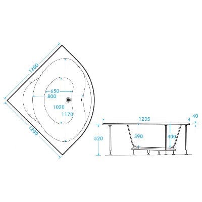 Lagoon Corner Bath - All Sizes - Aqua
