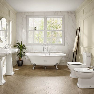 Eliptico White Free Standing Cast Iron Bath - 1700 x 850mm - Roca