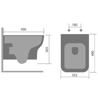 Bella Wall-Hung Toilet for use with Cistern & Frame Pack - Aqua