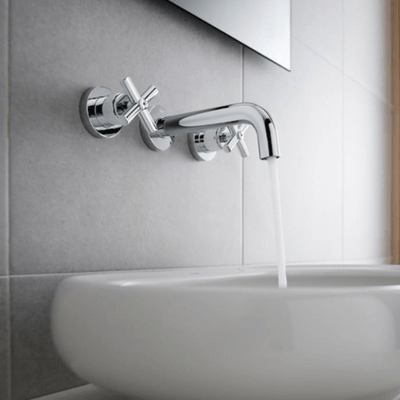 Loft Chrome 3 Hole Wall Mounted Basin Mixer - Roca