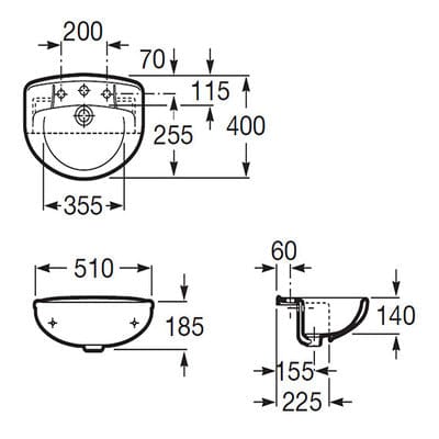 Laura 510mm Semi-Recessed Basin 2Th - Roca