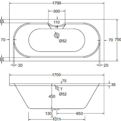 Luna Whirlpool Bath - Aqua