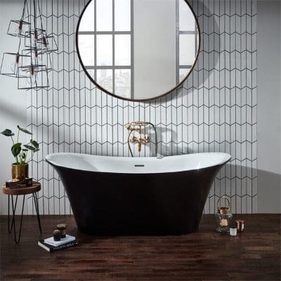 Bow Traditional Freestanding Double Ended Bath w/ Integrated Waste - All Colours - Aqua