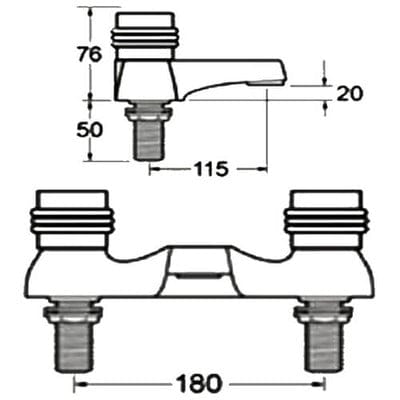 Danube-N Chrome Deck Mounted Bath Filler Tap - Roca