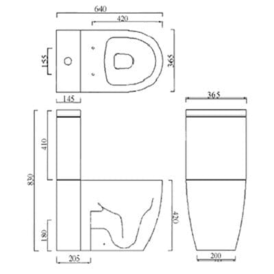 Emme Cistern for Close Coupled Toilet - Aqua
