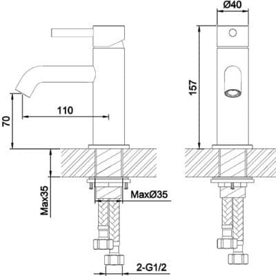 Solito Basin Mixer with Click-Clack Waste - Aqua