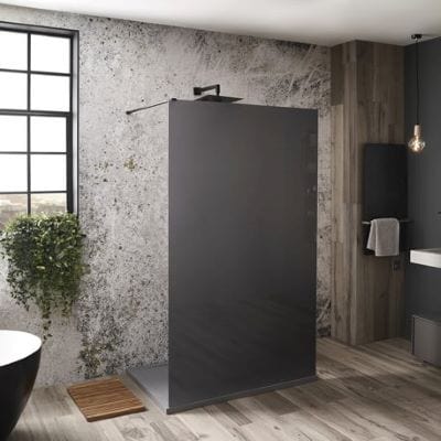 Mono Black Frosted Walk-in Front Panel Set - 1200 x 2000mm - Aquaglass
