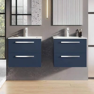 Aquatrend 513mm - 2 Drawer Wall Hung Base Unit & Basin - All Colours - Aqua