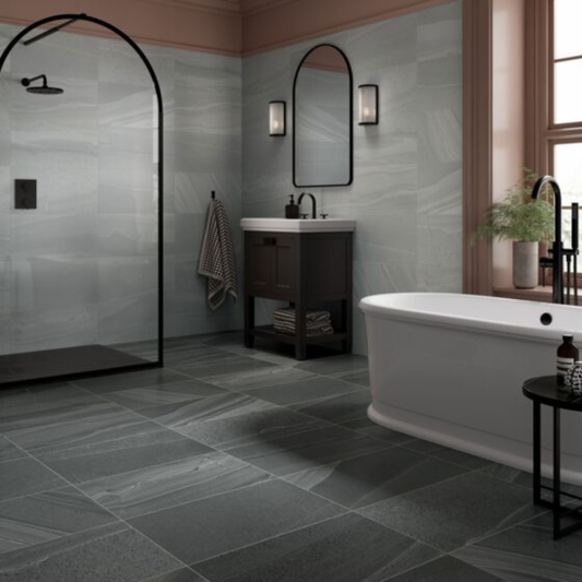 Derwent Dark Grey Matt Porcelain Wall & Floor Tile 300mm x 600mm (8 per Box)