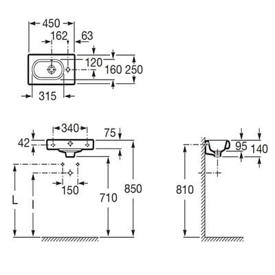 Meridian-N Compact Wall-Hung Basin 1TH - Roca