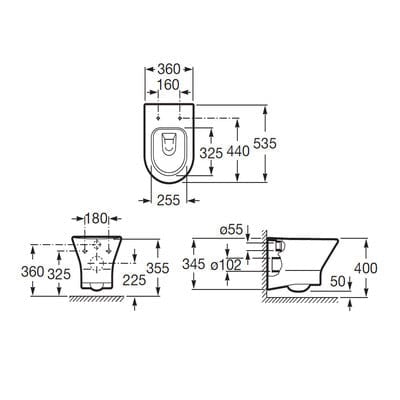 Nexo Wall Hung Toilet Pan - Roca