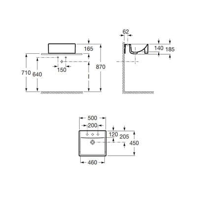 Diverta Ceramic Semi Recessed 500mm Countertop Basin - 1 Tap Hole - Roca