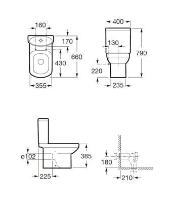 Senso Box-Rim Toilet Pan with Floor Fixing Kit - Roca