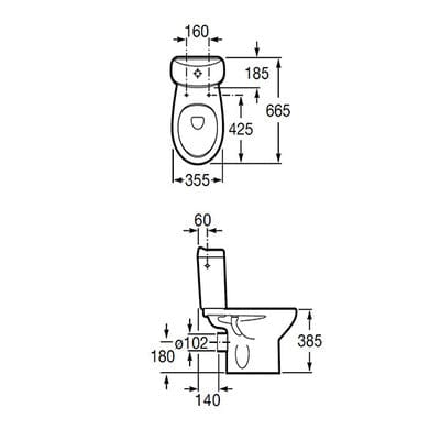 Laura Close Coupled Toilet Pan - Roca