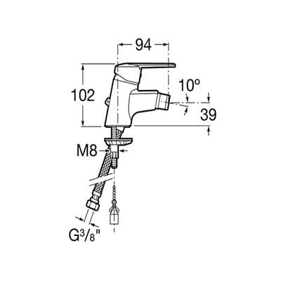 Victoria V2 Chrome Bidet Mixer & Chain Connector - Roca