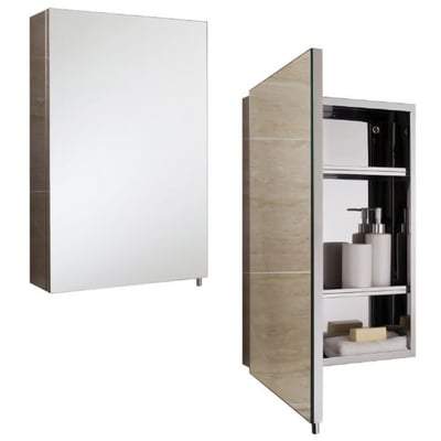 Cube Stainless Steel Single Cabinet with Single Mirrored Door 600mm x 400mm x 120mm - RAK Ceramics