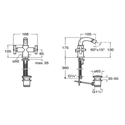 Loft Chrome Bidet Mixer Tap With Pop-Up Waste - Roca