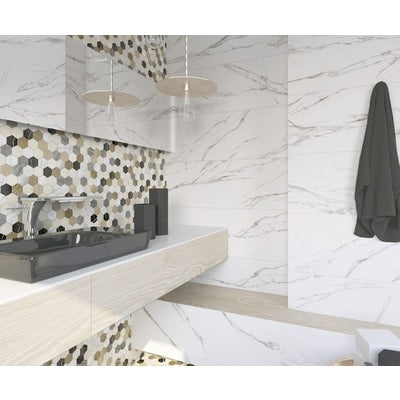 Thalasssa Matt White Marble Effect 593mm x 293mm (Free Sample)
