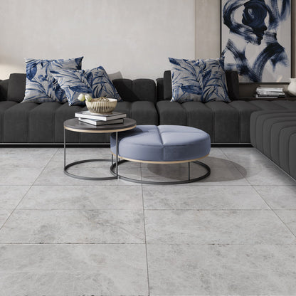 Tundra Gray Tumbled Marble Floor Wall Tile – 406 × 610 × 12 mm