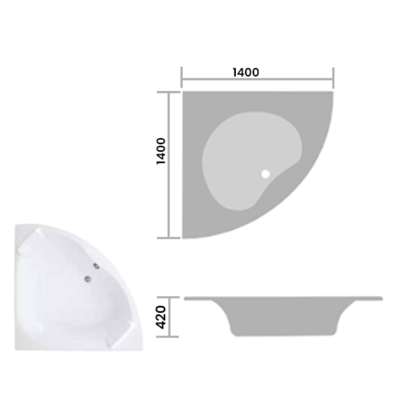 Luxe Corner Bath Panel - Aqua