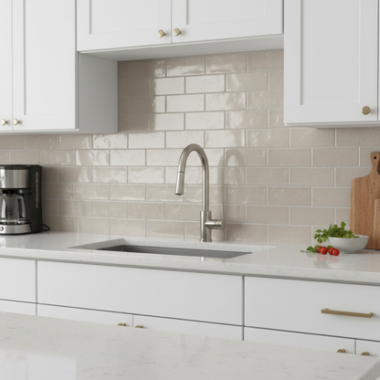 Abbey Taupe Ceramic Glass Crackle Effect Wall Tile 75mm x 150mm (40 per Box)