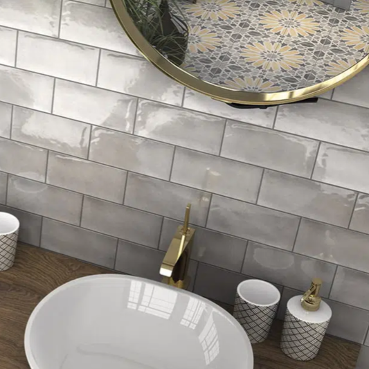 Camden Ceramic Gloss Grey Wall Tile 200mm x 100mm (50 per Box)