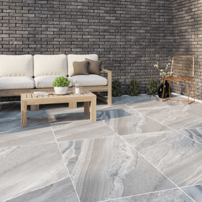 Quartzite Outdoor Porcelain Paving Tile - 900mm x 600mm - Grey - Spectrum