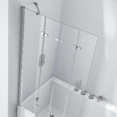 Aquaglass 6mm Frameless Bath Screen with 4 Folding Panels - 1500mm x 965mm - Aqua