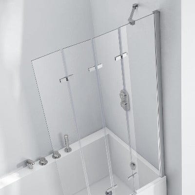 Aquaglass 6mm Frameless Bath Screen with 4 Folding Panels - 1500mm x 965mm - Aqua