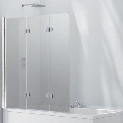 Aquaglass 6mm Frameless Bath Screen with 3 Folding Panels - 1400 x 1200mm - Aqua
