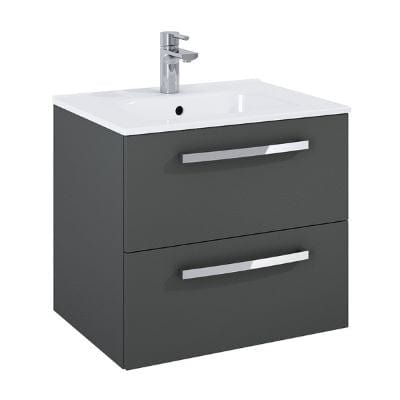 Aquatrend 513mm - 2 Drawer Wall Hung Base Unit & Basin - All Colours - Aqua