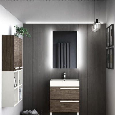 Ashbourne Rectangular Mirror w/ Frosted LED Side Lights - All Sizes - Aqua