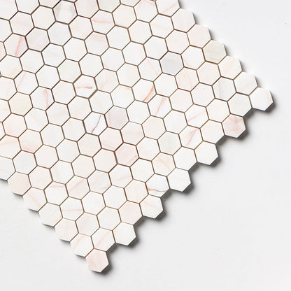 Calacatta Pink Marble Mosaic Hexagon Tiles – 50 × 50 × 10 mm