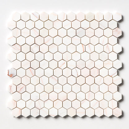 Calacatta Pink Marble Mosaic Hexagon Tiles – 50 × 50 × 10 mm