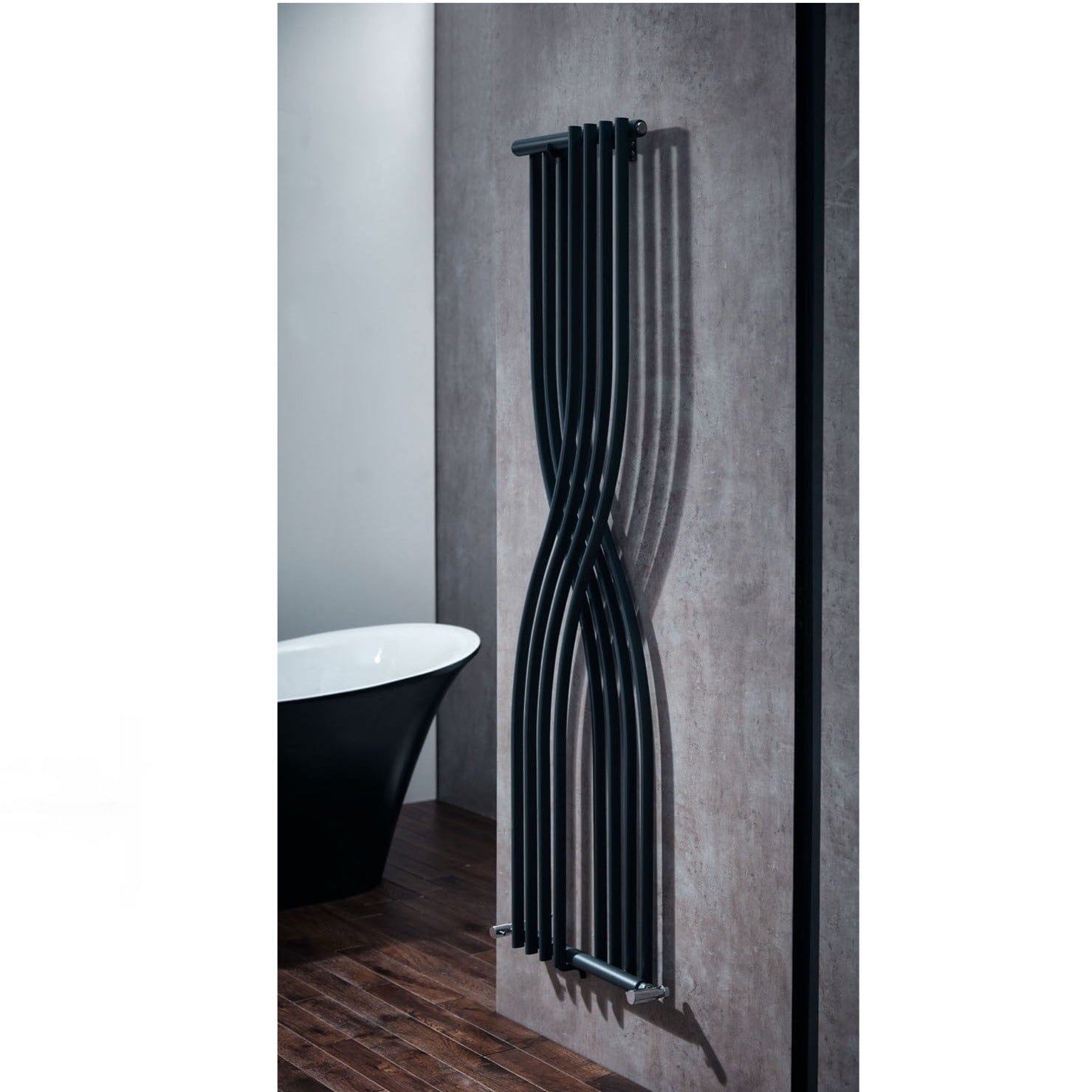 Contour Vertical Anthracite Wall-Mounted Curved Radiator - 1775 x 450mm - Aqua