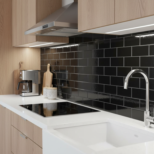 Central Black Matt Ceramic Wall Tile 100mm x 200mm (50 per Box)