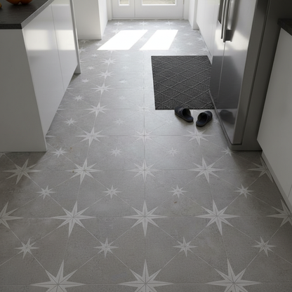 Vincent Grey Patterned Matt Ceramic Wall & Floor Tile 335mm x 335mm (13 per Box)