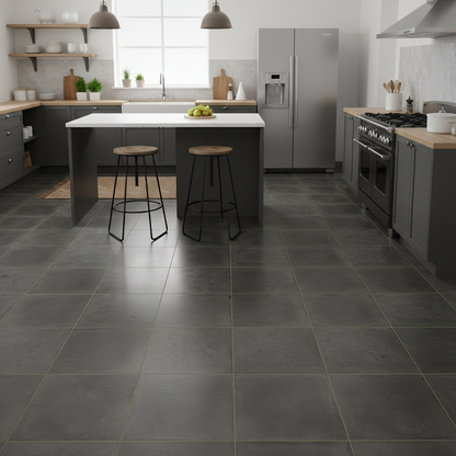 Zayda Black Matt Ceramic Wall & Floor Tile 450mm x 450mm (5 per Box)