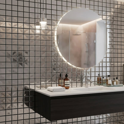 Electro Silver Brick Glass Wall Mosaic 300mm x 300mm (10 per Box)