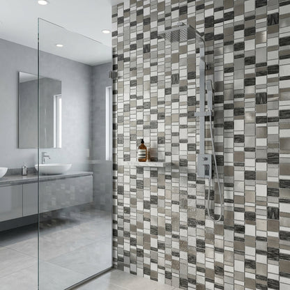 Chrome Copper Glass & Metal Linear Mix Wall Mosaic 300mm x 300mm (10 per Box)