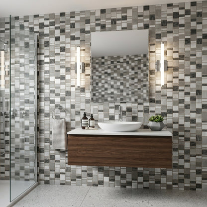 Chrome Copper Glass & Metal Linear Mix Wall Mosaic 300mm x 300mm (10 per Box)