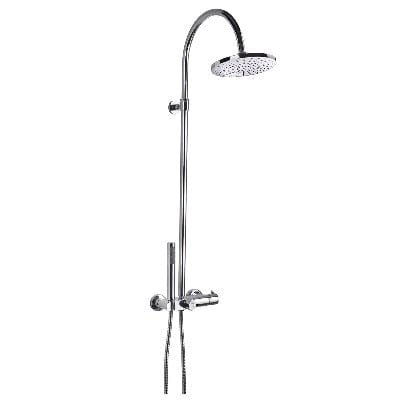 Fusion Chrome Thermostatic Shower Column w/ Diverter and Shower Head - Aqua