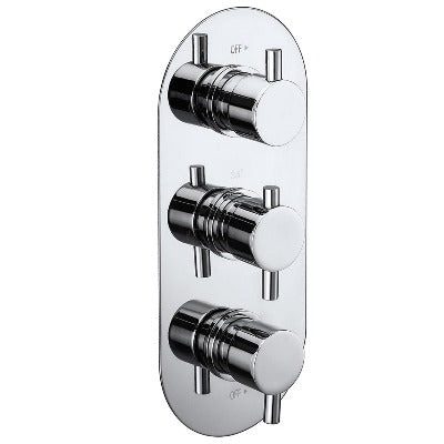 Evoke Triple Concealed 2-Way Chrome Thermostatic Shower Valve - Aqua