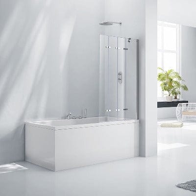 Aquaglass 6mm Frameless Bath Screen with 4 Folding Panels - 1500mm x 965mm - Aqua