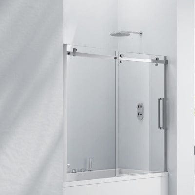 Aquaglass 8mm Frameless 2-Panel Sliding Bath Screen - 1500 x 1700mm - Aqua