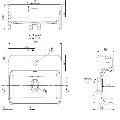 Cabanes 500mm Solid Cloakroom Basin - Aqua