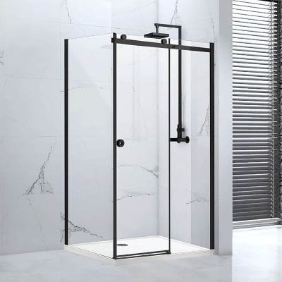 Sphere Black Framed / Clear Glass Side Panel - All Sizes - Aquaglass