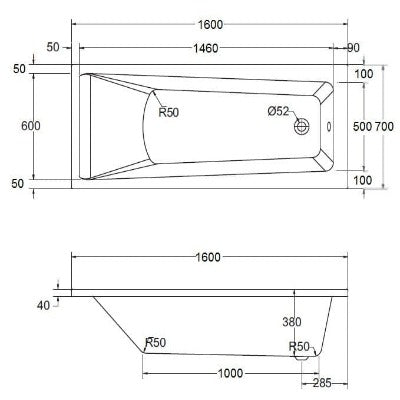Atlanta Straight Bath - All Sizes - Aqua