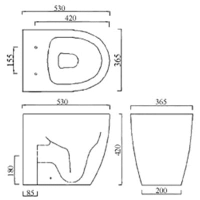 Emme Back to Wall Toilet (suitable for concealed cisterns) - Aqua